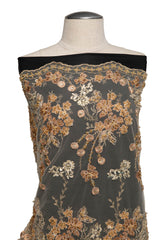 1 Yard Elegant Tulle Lace Fabric with 3D Floral Embroidery & Applique, 52/54" Wide