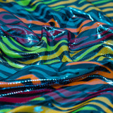 1 Yard Foiled Fantastic Fever Spandex Fabric Blue Moon, 58" Usable Width, 270 gsm