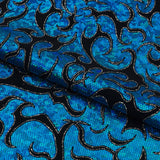 1 Yard Flame Flocked Hologram Spandex Fabric 4-Way Stretch, 56" Wide for Dance & Festival