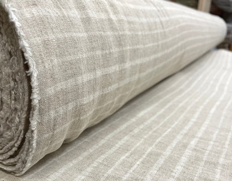 1 Yard Washed Linen Two Tone Uneven Stripe Sewing Crafts Fabric 60" Width