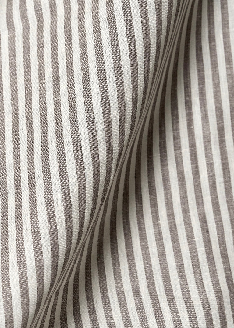 1 Yard Pure Linen Yarn Dyed 1/4 Inch Stripe Two Tone Natural Off Fabric 58 Inch Width