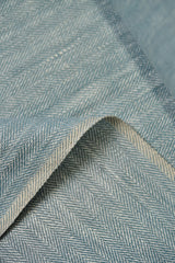 1 Yard Azure Linen Novelty Herringbone Yarn-Dyed Fabric Midweight 54 Inch Width