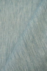 1 Yard Azure Linen Novelty Herringbone Yarn-Dyed Fabric Midweight 54 Inch Width