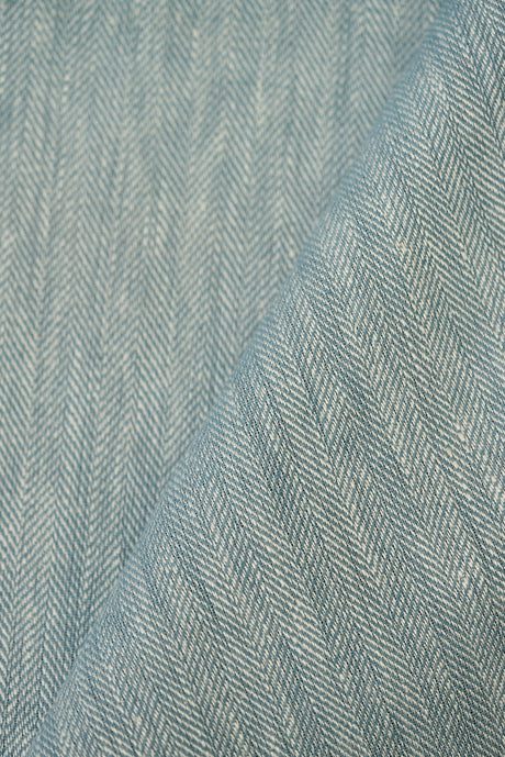 1 Yard Azure Linen Novelty Herringbone Yarn-Dyed Fabric Midweight 54 Inch Width