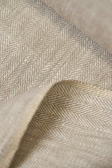 1 Yard Buff Linen Novelty Herringbone Yarn-Dyed Fabric Midweight 54 Inch Width