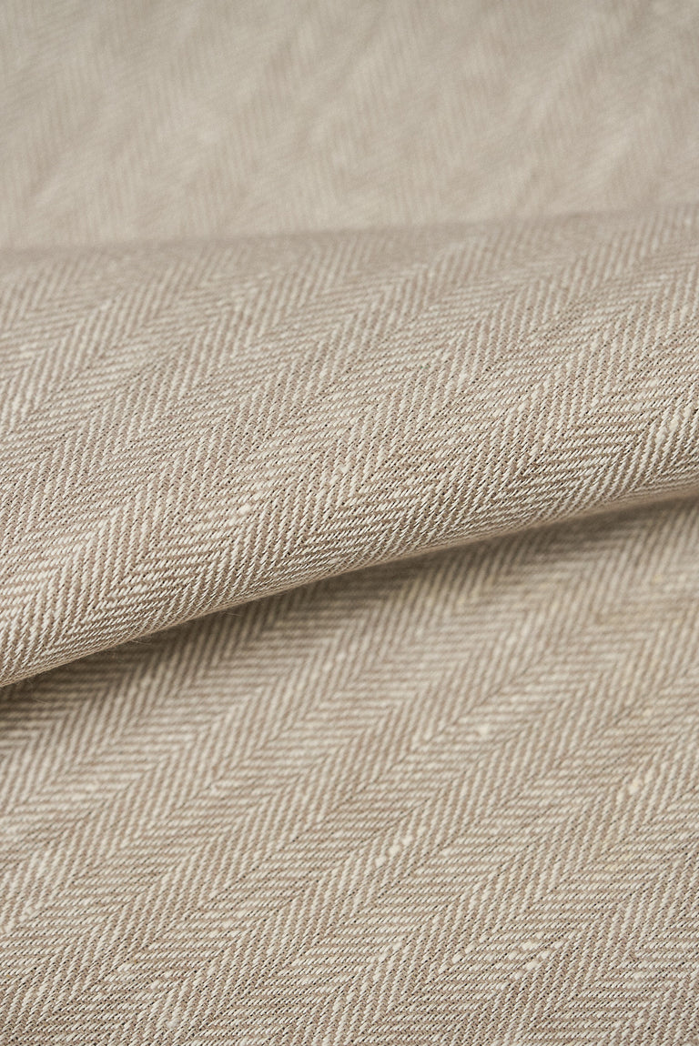 1 Yard Buff Linen Novelty Herringbone Yarn-Dyed Fabric Midweight 54 Inch Width