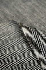 1 Yard Charcoal Linen Novelty Herringbone Yarn-Dyed Fabric Midweight 54 Inch Width
