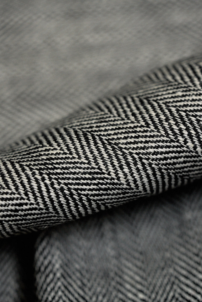 1 Yard Charcoal Linen Novelty Herringbone Yarn-Dyed Fabric Midweight 54 Inch Width