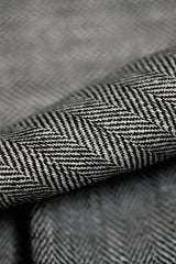 1 Yard Charcoal Linen Novelty Herringbone Yarn-Dyed Fabric Midweight 54 Inch Width