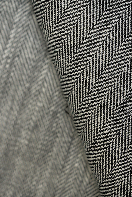1 Yard Charcoal Linen Novelty Herringbone Yarn-Dyed Fabric Midweight 54 Inch Width