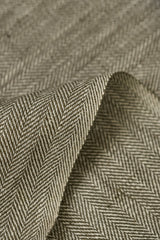 1 Yard Cocoa Linen Novelty Herringbone Yarn-Dyed Fabric Midweight 54 Inch Width