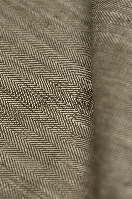 1 Yard Linen Novelty Herringbone Yarn Dyed Fabric Cocoa Color 54" Width