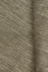 1 Yard Cocoa Linen Novelty Herringbone Yarn-Dyed Fabric Midweight 54 Inch Width