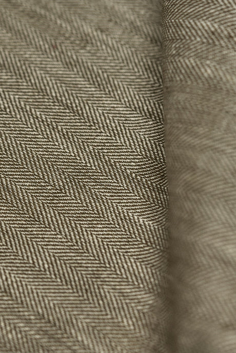 1 Yard Cocoa Linen Novelty Herringbone Yarn-Dyed Fabric Midweight 54 Inch Width