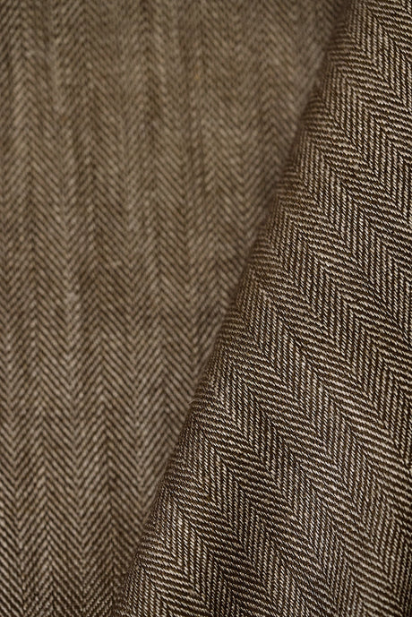 1 Yard Linen Novelty Herringbone Yarn Dyed Fabric Henna Color 54" Width