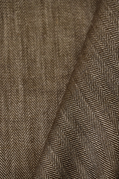 1 Yard Henna Linen Novelty Herringbone Yarn-Dyed Fabric Midweight 54 Inch Width