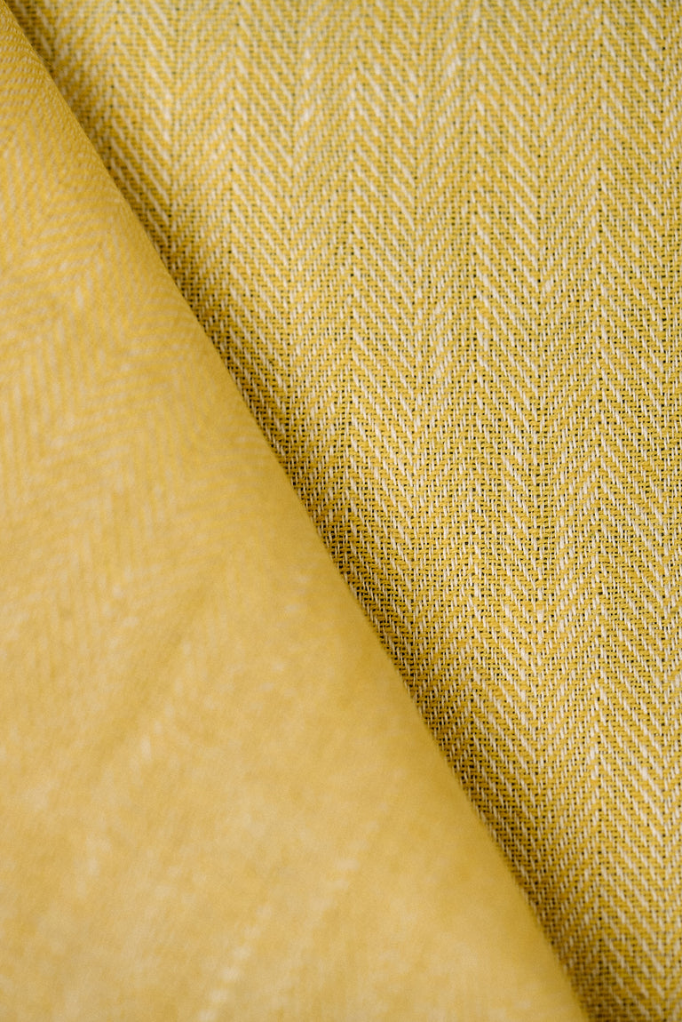 1 Yard Honey Linen Novelty Herringbone Yarn-Dyed Fabric Midweight 54 Inch Width