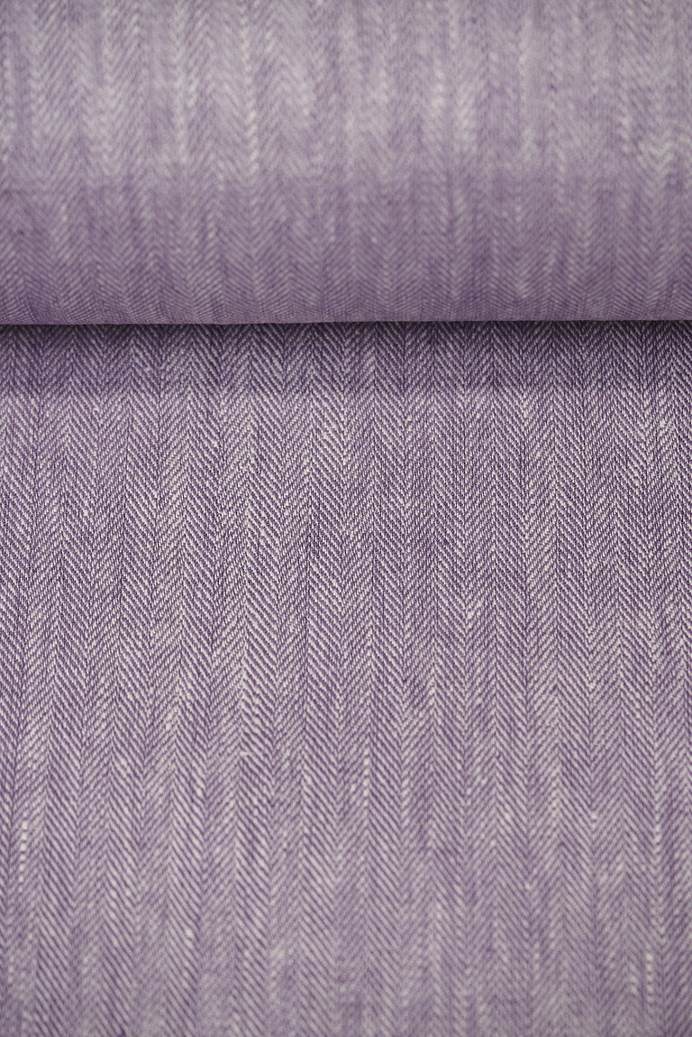1 Yard Lilac Linen Novelty Herringbone Yarn-Dyed Fabric Midweight 54 Inch Width