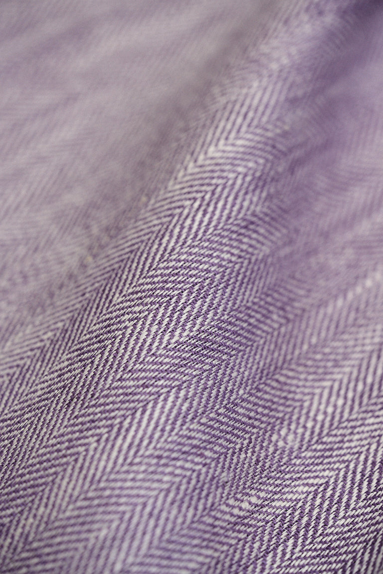 1 Yard Lilac Linen Novelty Herringbone Yarn-Dyed Fabric Midweight 54 Inch Width
