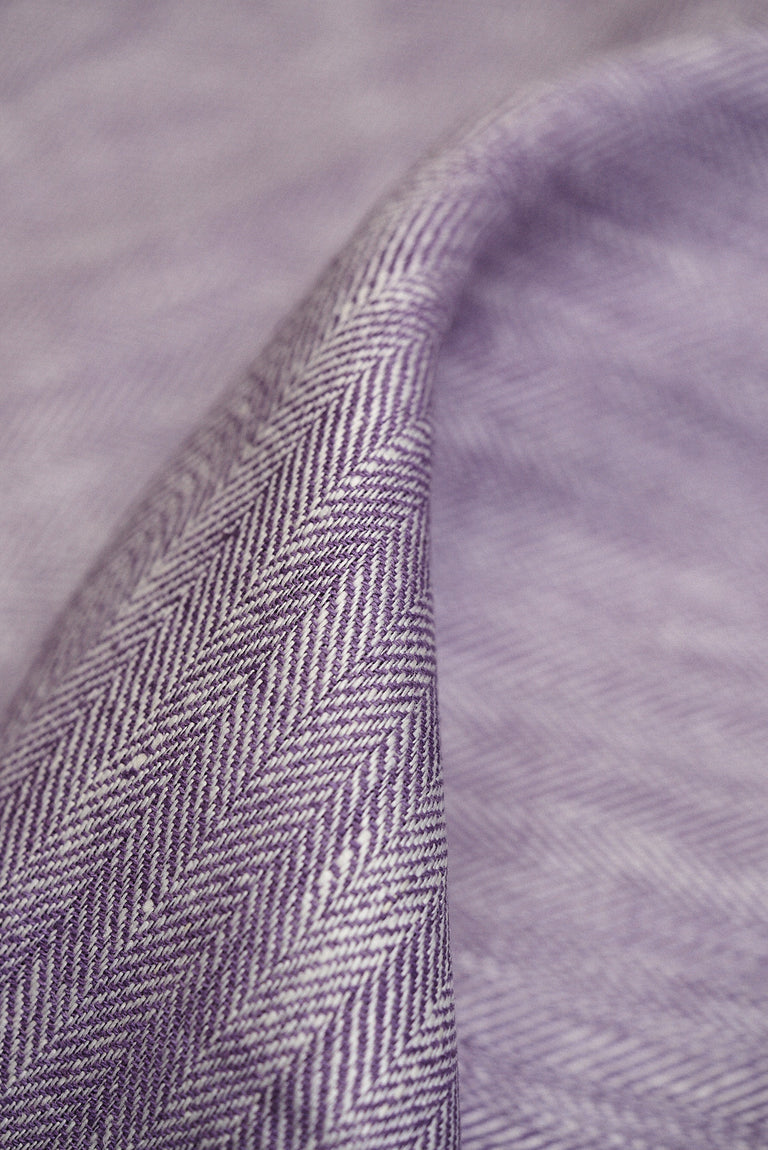 1 Yard Lilac Linen Novelty Herringbone Yarn-Dyed Fabric Midweight 54 Inch Width