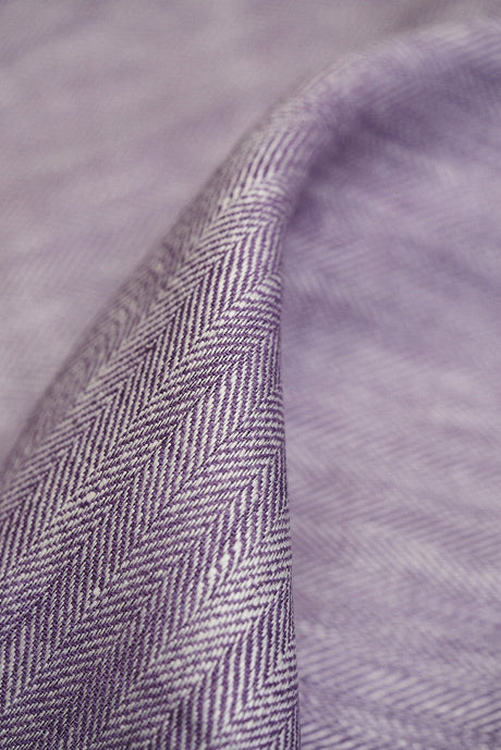 1 Yard Lilac Linen Novelty Herringbone Yarn-Dyed Fabric Midweight 54 Inch Width