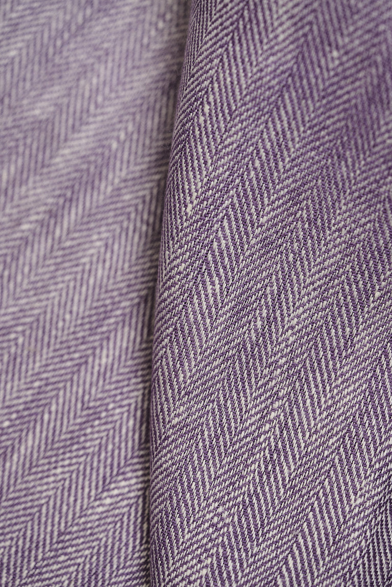 1 Yard Lilac Linen Novelty Herringbone Yarn-Dyed Fabric Midweight 54 Inch Width