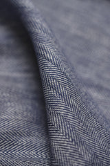 1 Yard Royal Linen Novelty Herringbone Yarn-Dyed Fabric Midweight 54 Inch Width