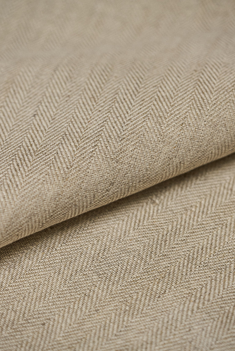 1 Yard Sand Novelty Herringbone Yarn Dyed Linen Premium Sewing Fabric 54" Width