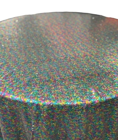 1 Yard Glitz Sequin Tablecloth Round 120 Inch Sparkling Polyester Linen for Weddings and Events