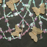1 Yard Tulle Lace Fabric Embroidered with Applique and Beautiful 3D Butterfly Design, 52" Wide
