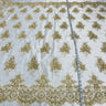 1 Yard Beaded & Corded Lace Fabric on 100% Polyester Net Mesh, Elegant Embroidered Lace Material