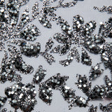 1 Yard Tulle Lace Fabric with Glitter Floral Design, 58" Wide