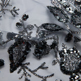 1 Yard Glitter Tulle Lace Fabric with Floral Pattern 58" Wide Mesh for Bridal, Gowns & Crafts
