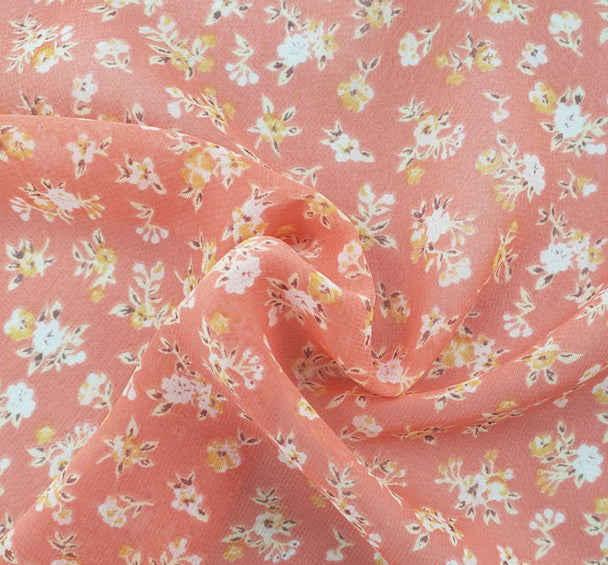1 Yard Blush Hi Multi Chiffon Fabric Lightweight Sheer Polyester for Apparel & Crafts, 58/60" Wide