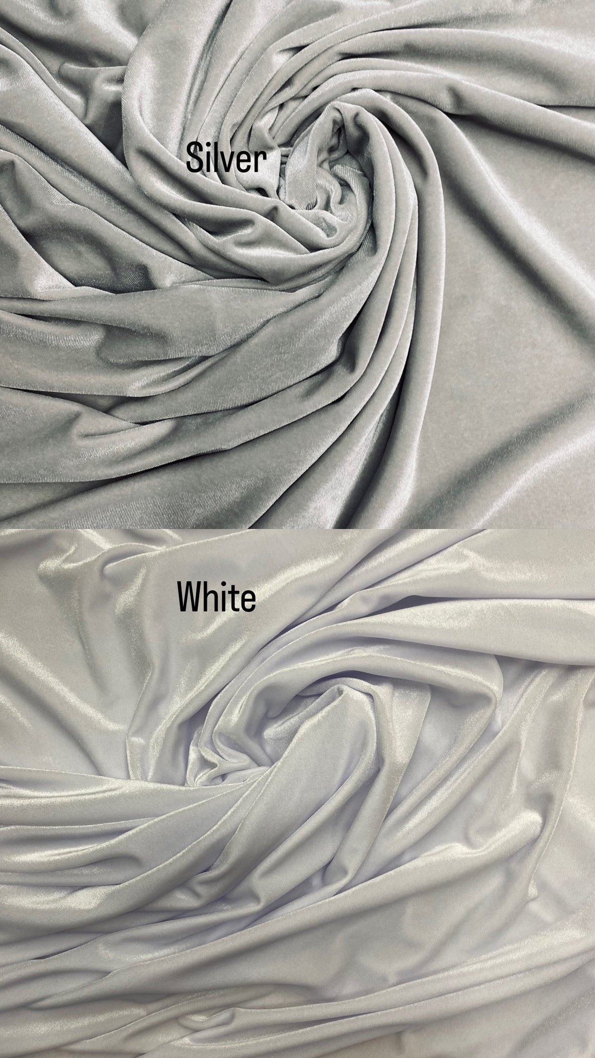 Silver Stretch Velvet Fabric - Silver, 58"-60" Width
