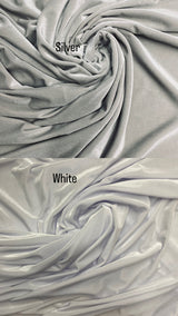 Silver Stretch Velvet Fabric - Silver, 58"-60" Width