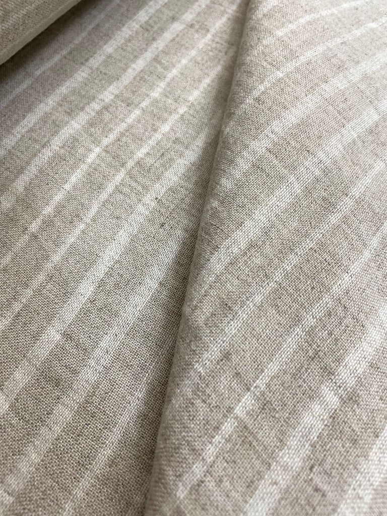 1 Yard Washed Linen Two Tone Uneven Stripe Sewing Crafts Fabric 60" Width