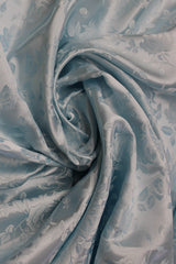 Lt. Blue Polyester Jacquard Satin Fabric - Baby Blue, Reversible, 58"-60" Width (1 Yard)