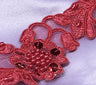 1 Yard Handmade Beaded & Corded Lace Trimming Embroidered on Polyester Organza 2 Inch Width