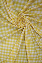 1/4 Yellow Gingham Checkered Poly Cotton Fabric - Yellow Gingham Checkered, 58/59" Width (1 Yard)