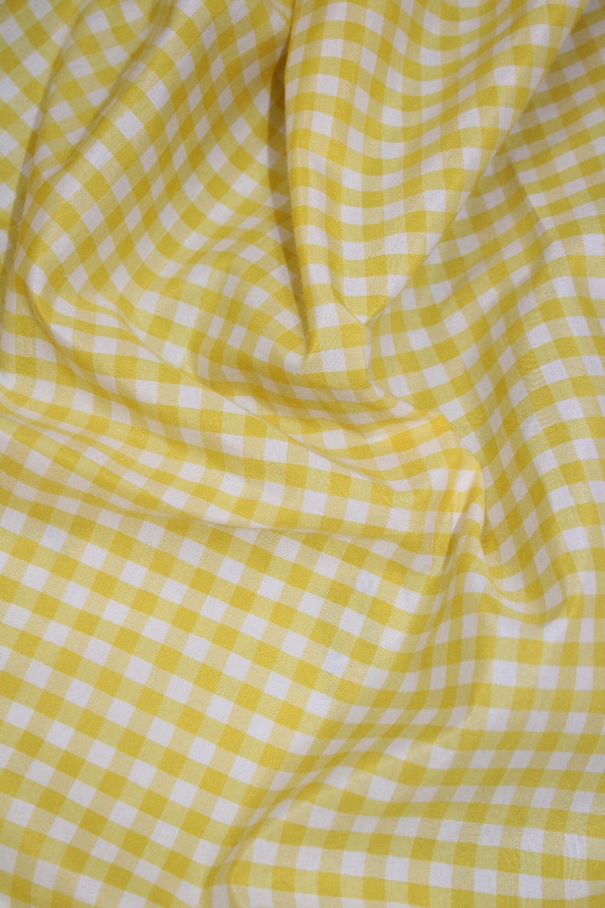 1/8 Yellow Gingham Checkered Poly Cotton Fabric - Yellow Gingham Checkered, 58/59" Width (1 Yard)