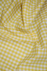 1/4 Yellow Gingham Checkered Poly Cotton Fabric - Yellow Gingham Checkered, 58/59" Width (1 Yard)
