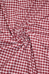 1/8 Burgundy Poly Cotton Gingham Checkered Poly Cotton Fabric - Burgundy Gingham Checkered, 58/59" Width (1 Yard)