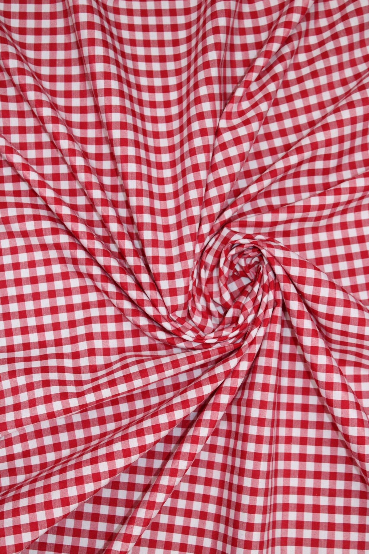 1/8 Red Gingham Checkered Poly Cotton Fabric - Red Gingham Checkered, 58/59" Width
