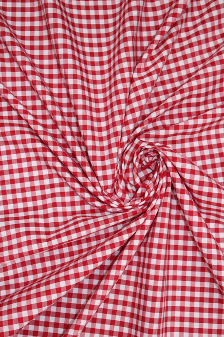 1/8 Red Gingham Checkered Poly Cotton Fabric - Red Gingham Checkered, 58/59" Width