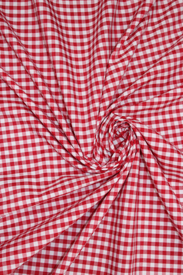 1/8 Red Gingham Checkered Poly Cotton Fabric - Red Gingham Checkered, 58/59" Width