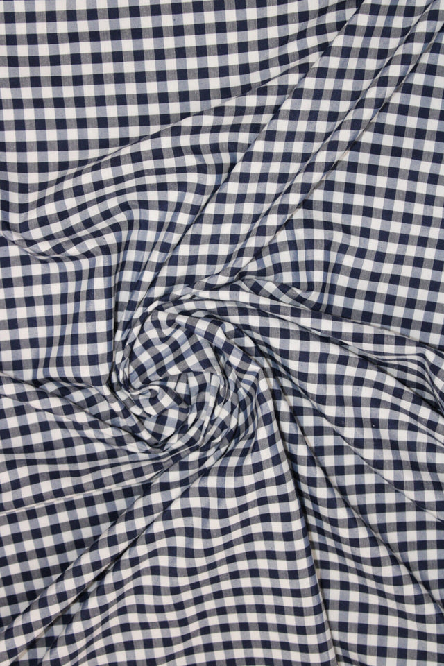 1/8 Navy Gingham Checkered Poly Cotton Fabric - Navy Gingham Checkered, 58/59" Width