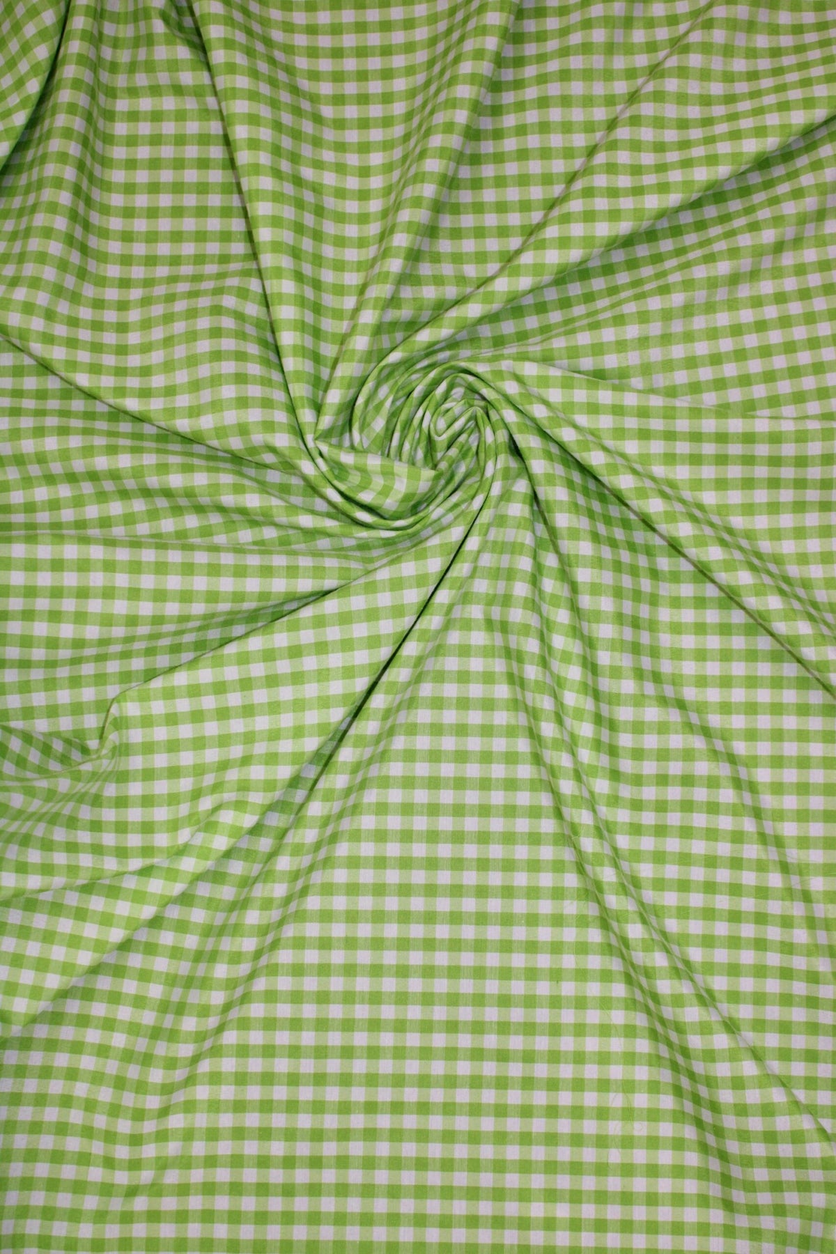 Lime Poly Cotton Gingham Fabric - 1/8" Checkered, 58/59" Width