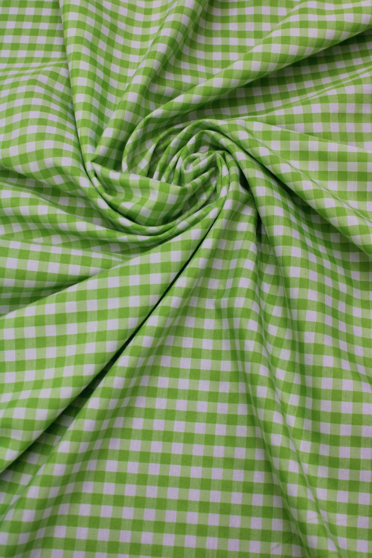 Lime Poly Cotton Gingham Fabric - 1/8" Checkered, 58/59" Width