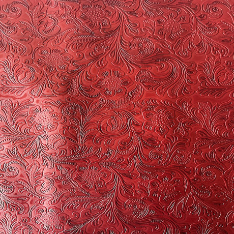 Floral Western Faux Leather PU Fabric 56” Wide Vinyl Material for Wallets, Crafts & Décor